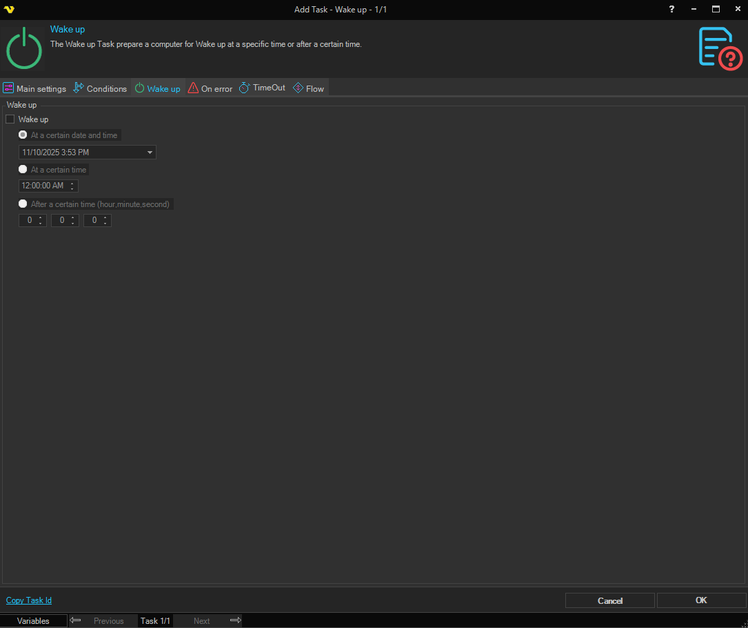 wakeup | VisualCron Documentation