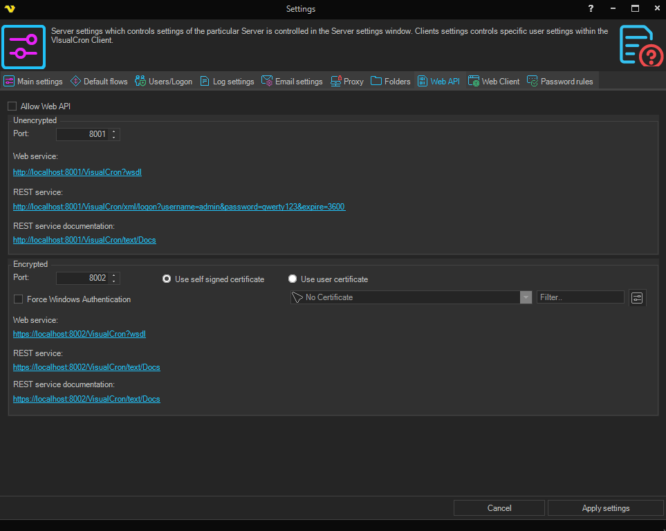 visualcron-web-api | VisualCron Documentation