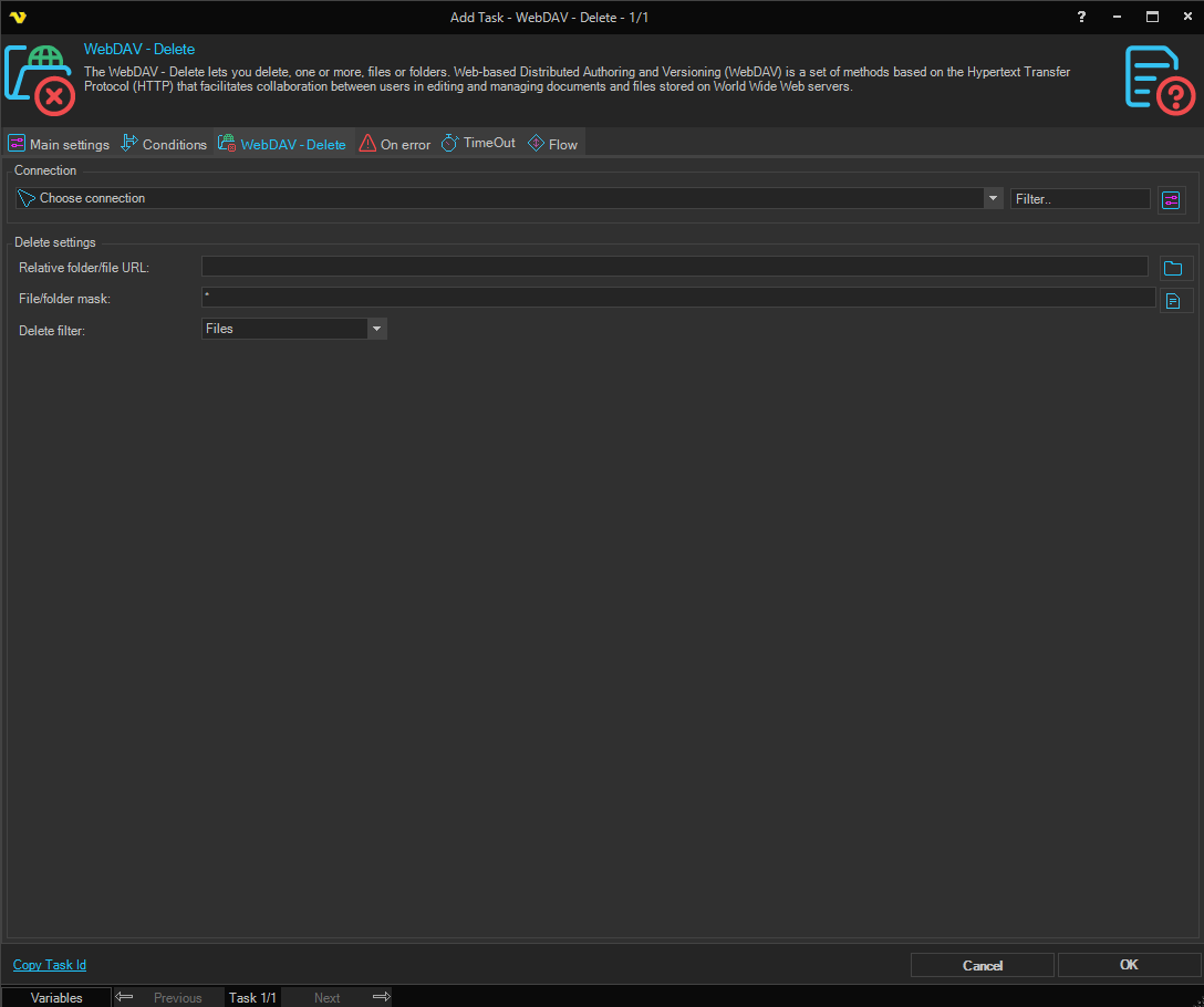 webdav-delete | VisualCron Documentation