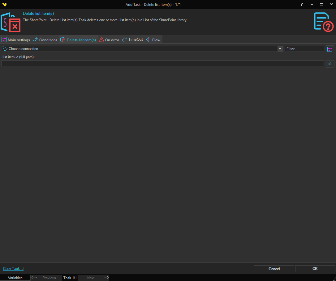 delete-list-item | VisualCron Documentation